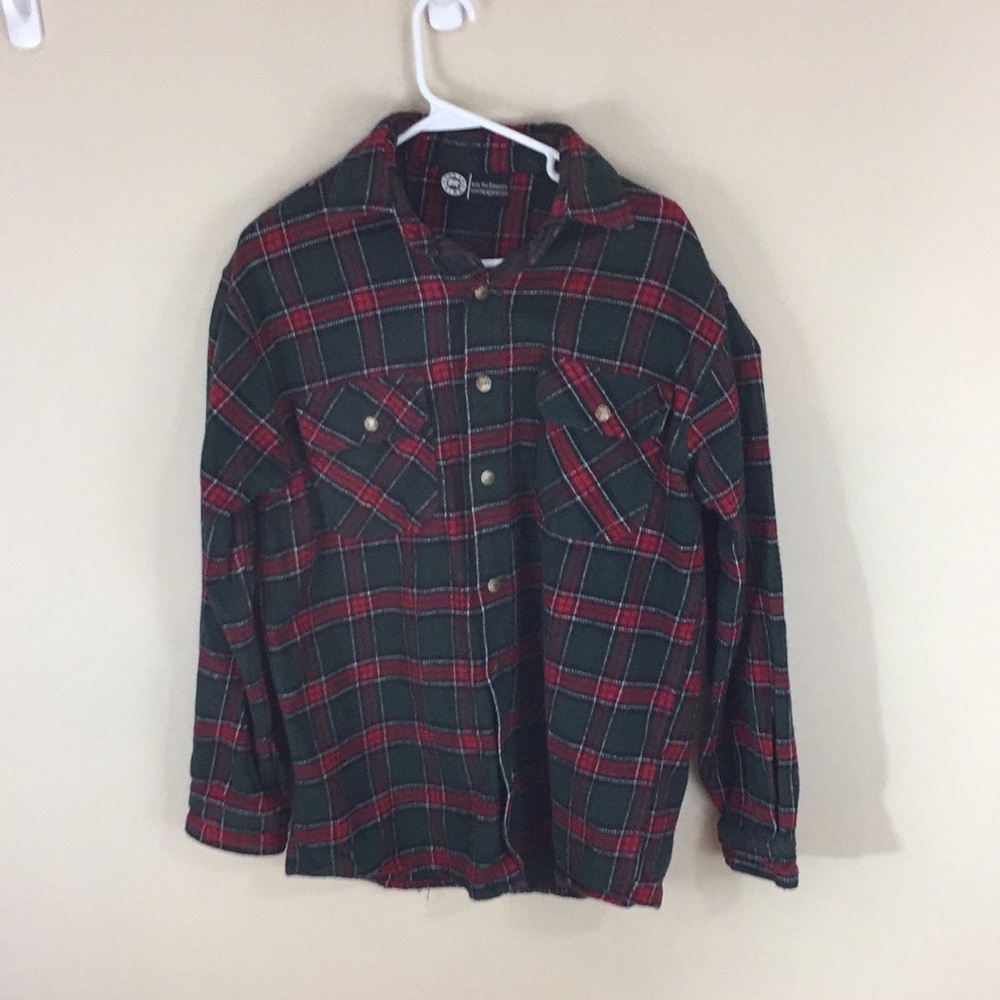 Polar King Heavy Flannel Snap Front Plaid  Shirt Shacket  Jacket Size Large